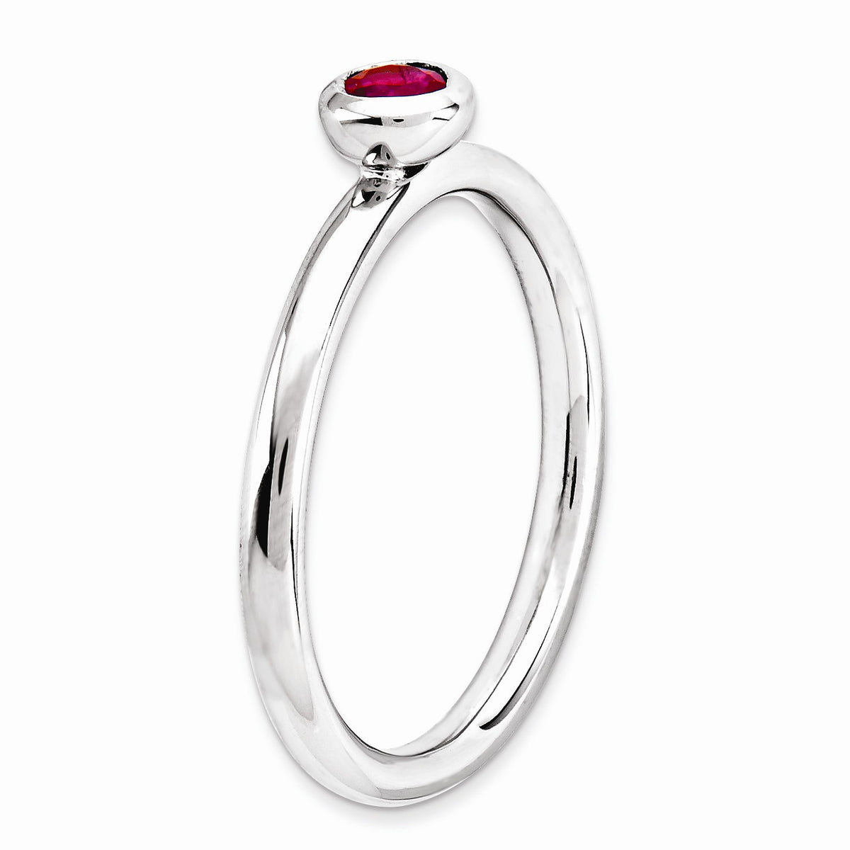 Alternate view of the Stackable Low Profile 4mm Created Ruby Sterling Silver Ring, Size 5 by The Black Bow Jewelry Co.