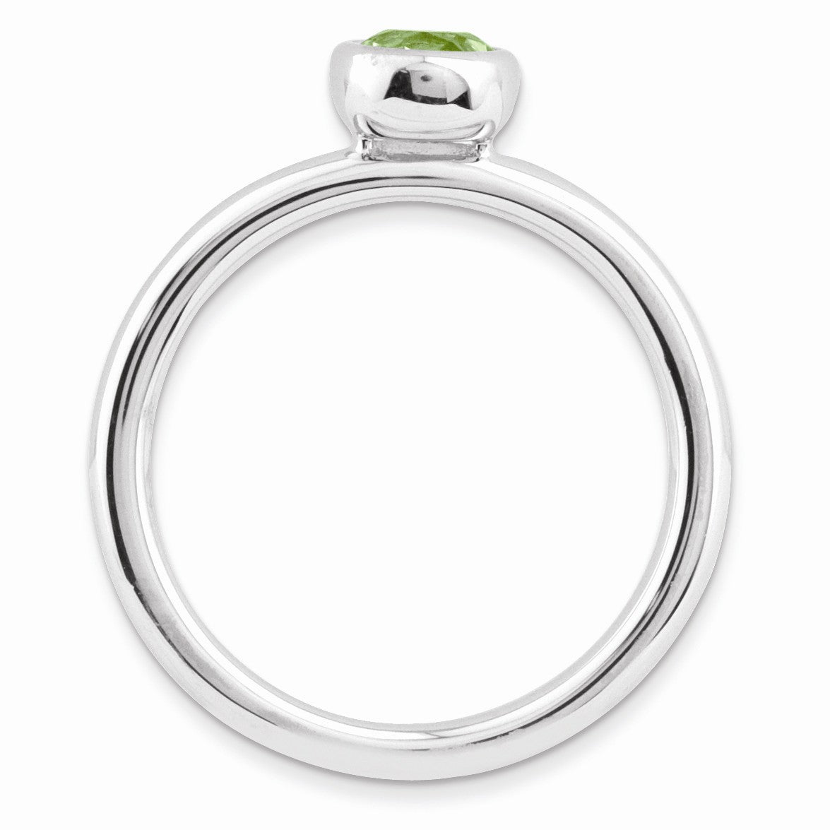 Alternate view of the Stackable Low Profile 5mm Peridot Silver Ring by The Black Bow Jewelry Co.