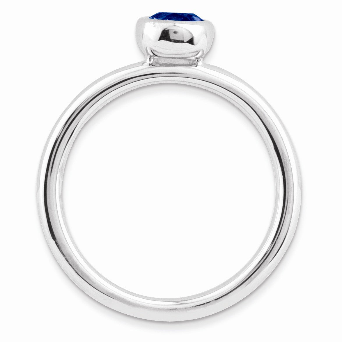 Alternate view of the Stackable Low Profile 5mm Created Sapphire Silver Ring by The Black Bow Jewelry Co.