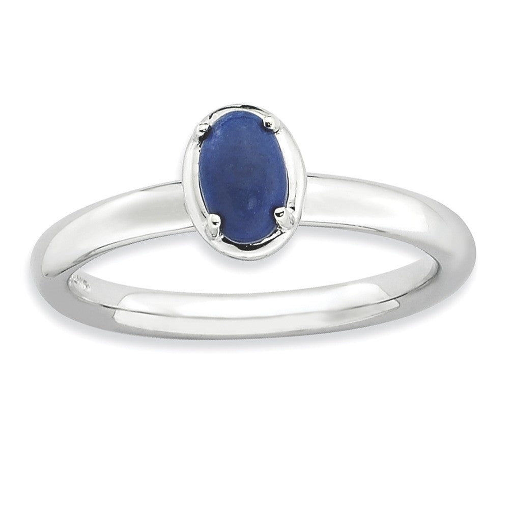 Sterling Silver Stackable Blue Lapis Ring, Item R9098 by The Black Bow Jewelry Co.