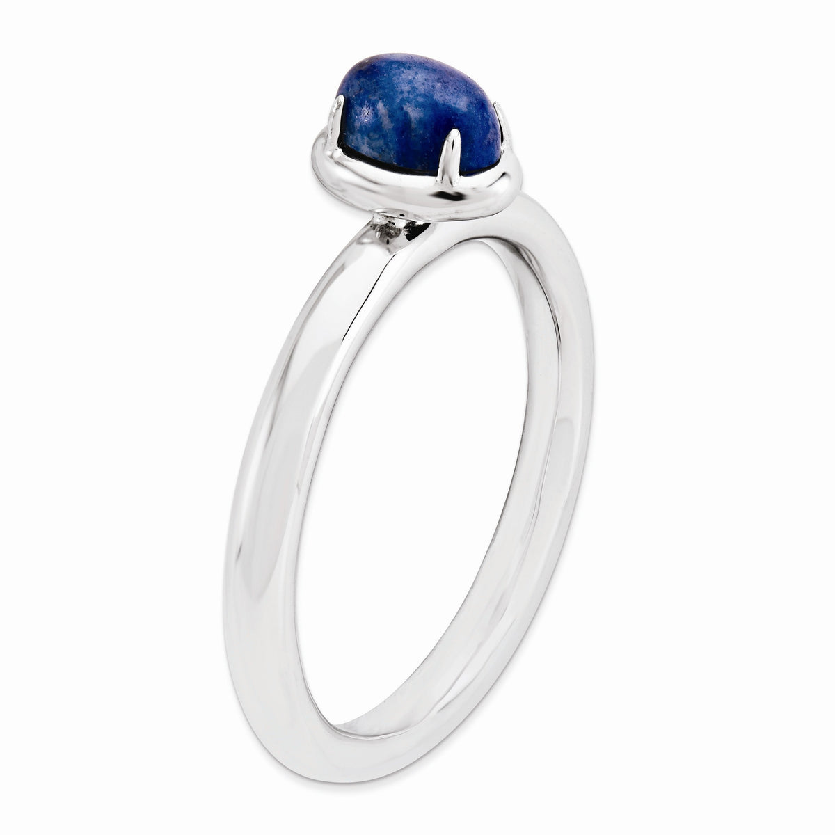 Alternate view of the Sterling Silver Stackable Blue Lapis Ring by The Black Bow Jewelry Co.
