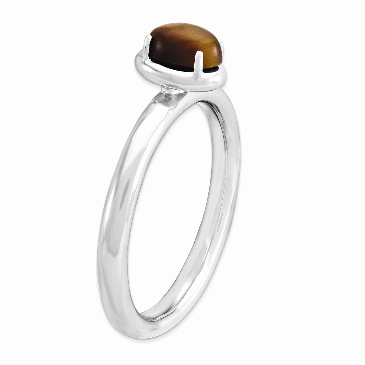 Alternate view of the Sterling Silver Stackable Tiger&#39;s Eye 2.25mm Ring by The Black Bow Jewelry Co.