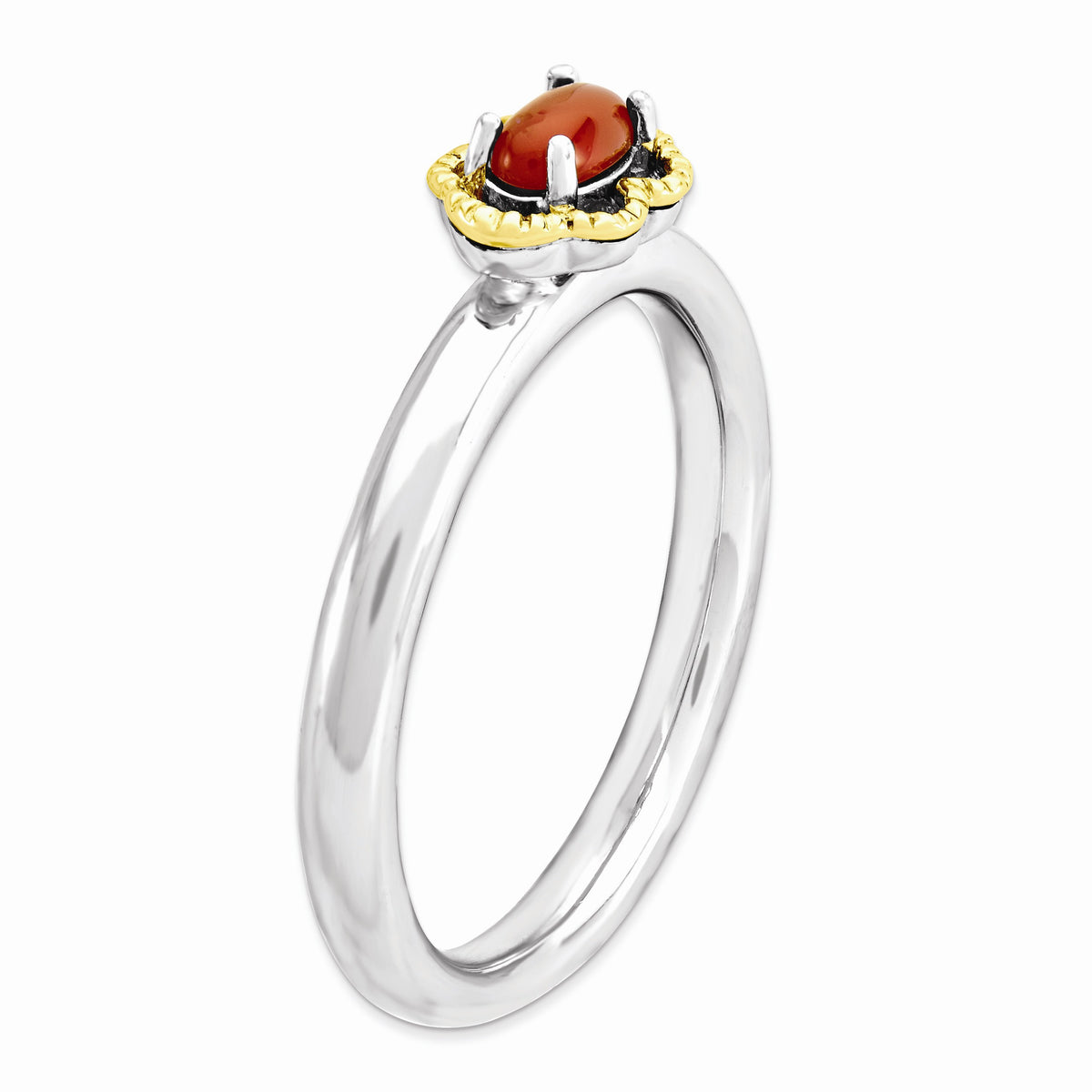 Alternate view of the Sterling Silver Stackable Red Agate 2.25mm Ring by The Black Bow Jewelry Co.