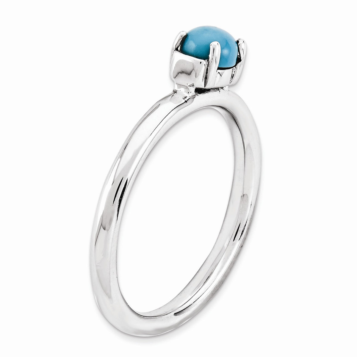 Alternate view of the Silver Stackable Turquoise Ring by The Black Bow Jewelry Co.