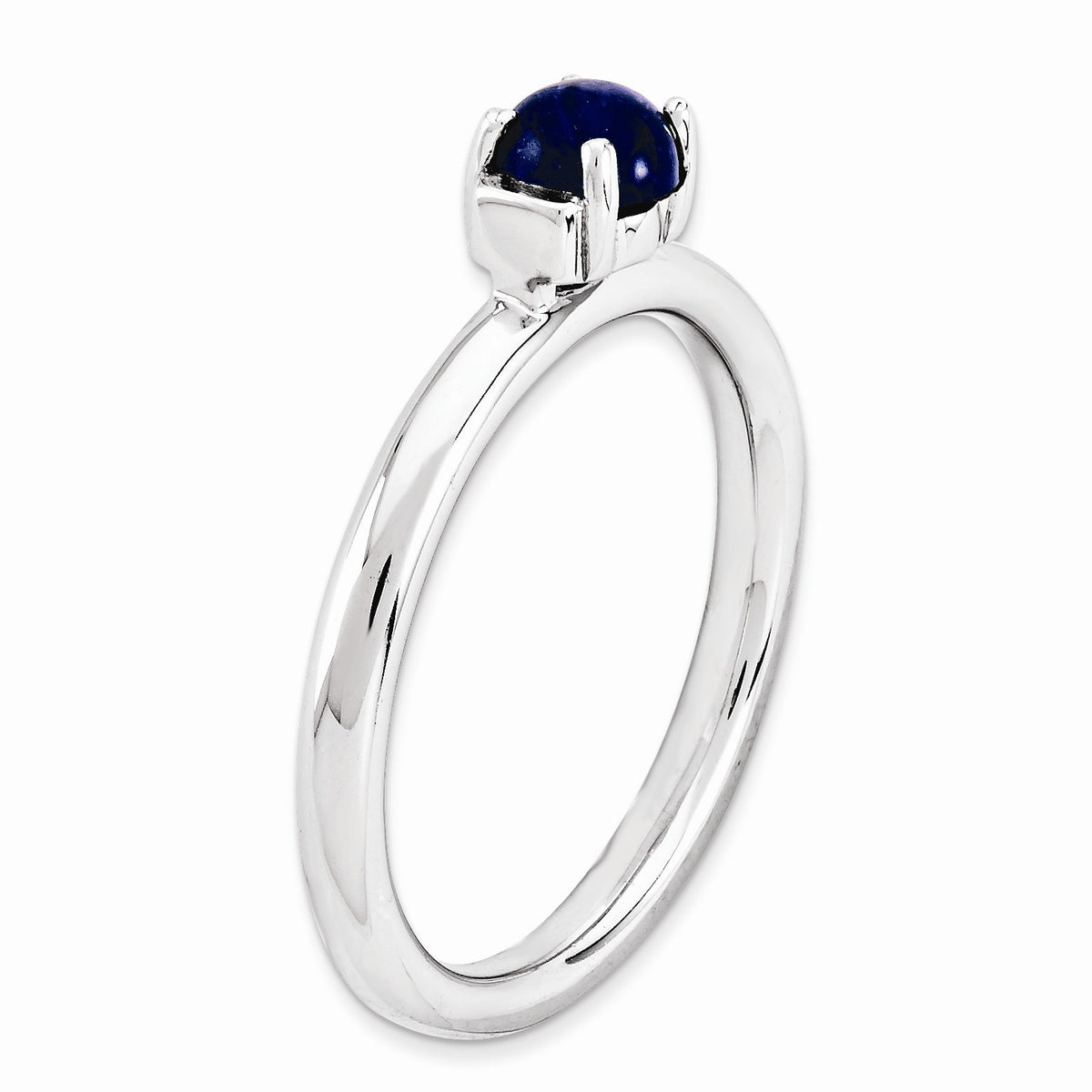 Alternate view of the Silver Stackable Blue Lapis Ring, size 5 by The Black Bow Jewelry Co.