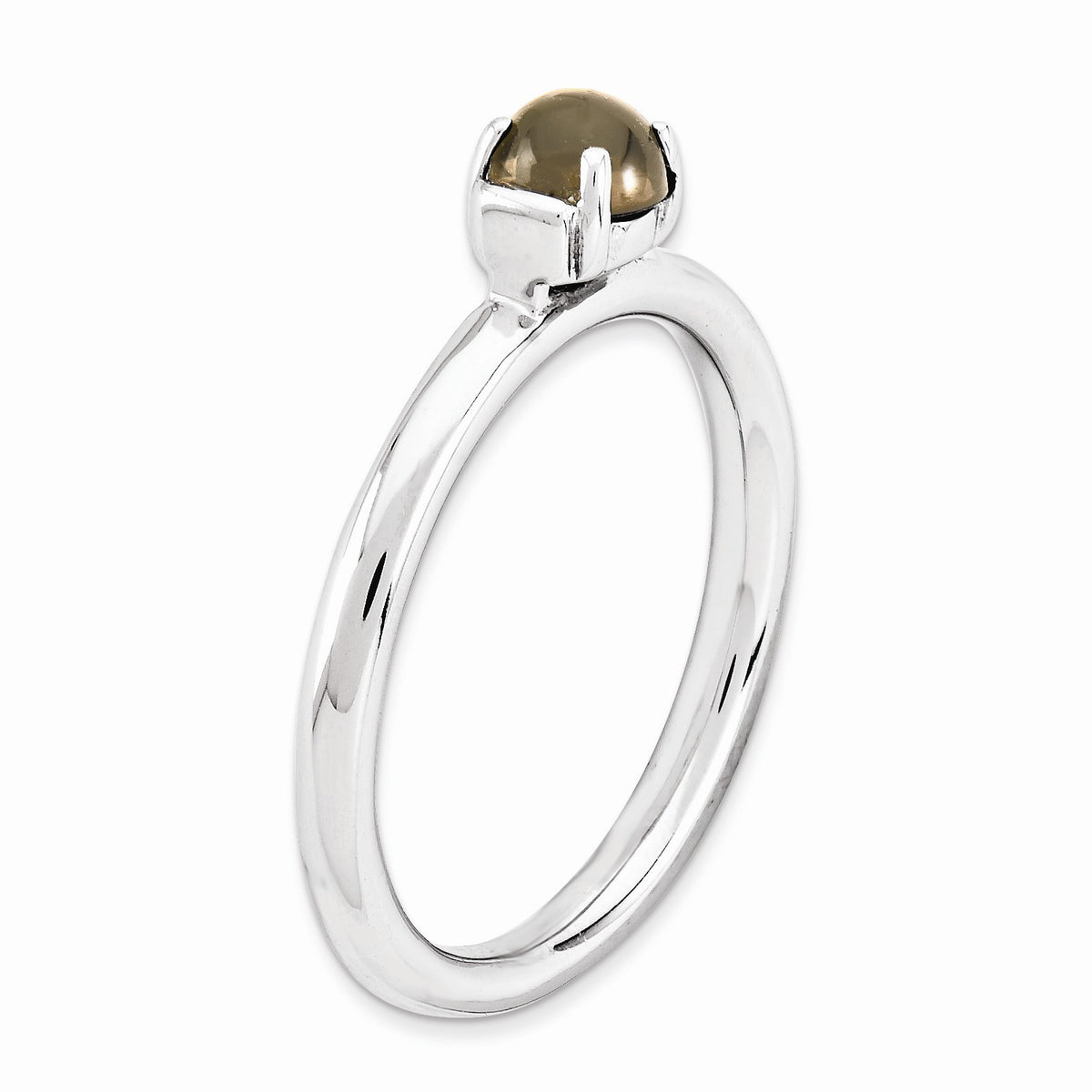 Alternate view of the Silver Stackable Smokey Quartz Ring by The Black Bow Jewelry Co.