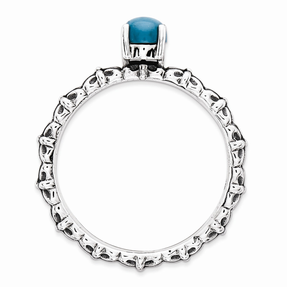 Alternate view of the Antiqued SS Stackable Turquoise Ring by The Black Bow Jewelry Co.