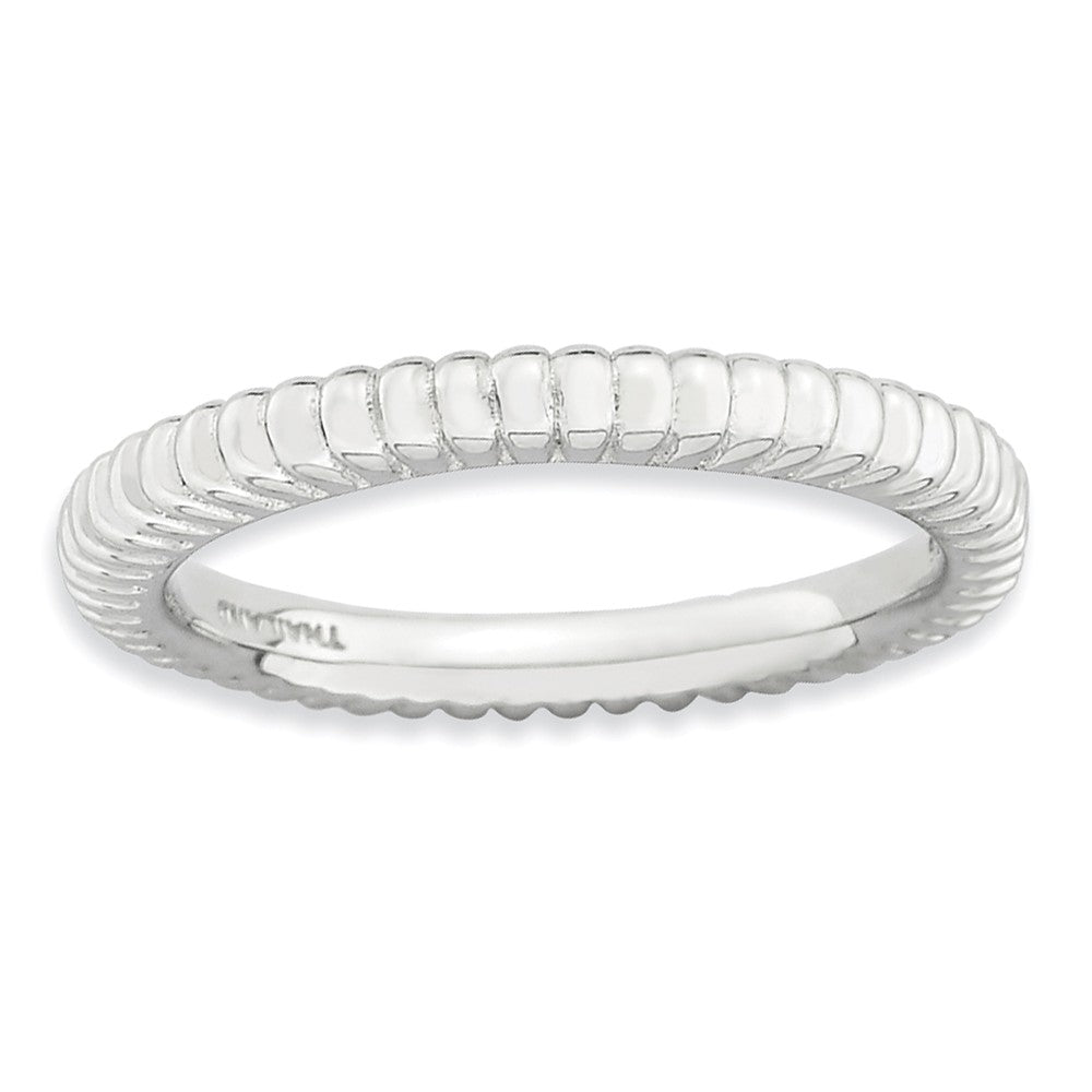 Stackable Sterling Silver Fluted Dome Band, Item R9122 by The Black Bow Jewelry Co.