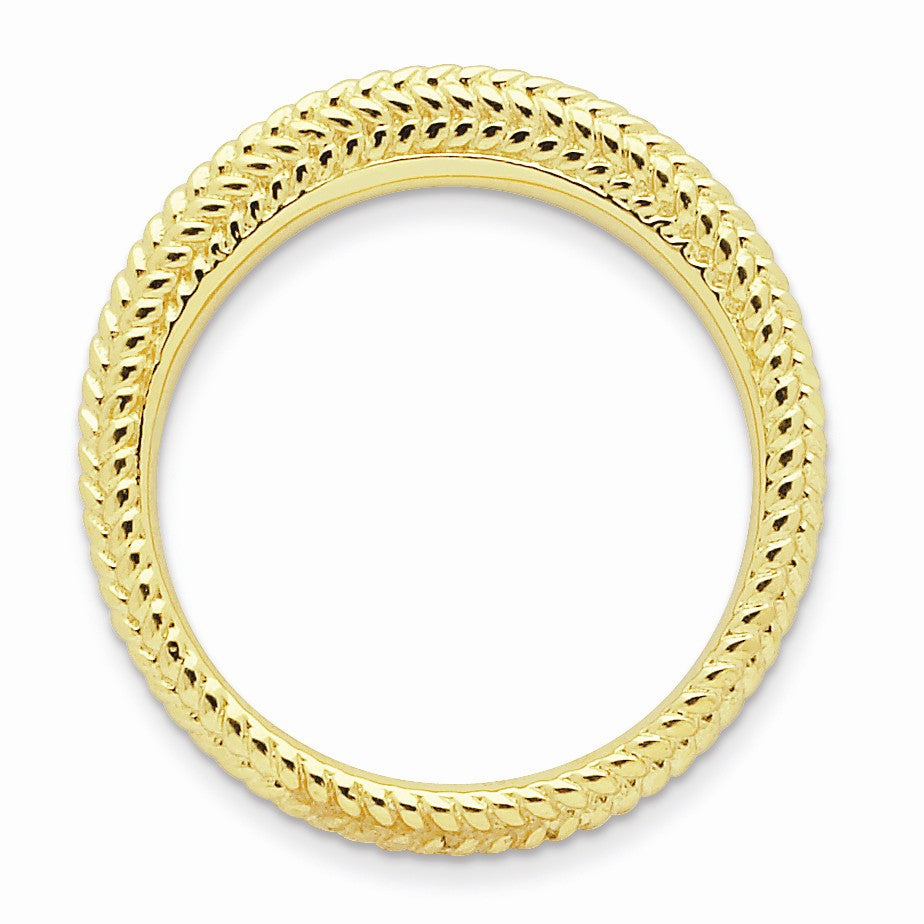 Alternate view of the Stackable 14K Yellow Gold Plated Silver Domed Wheat Band by The Black Bow Jewelry Co.