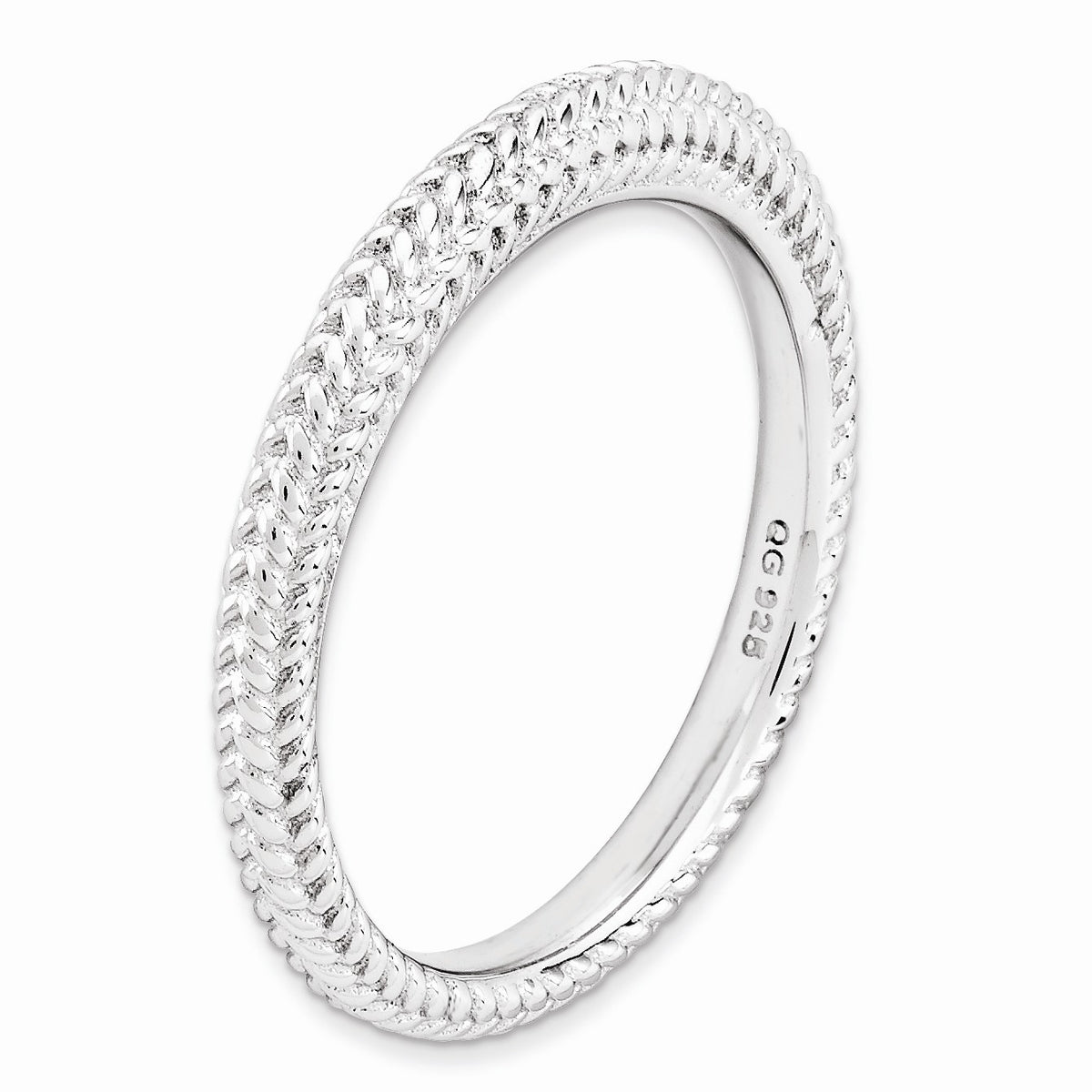 Alternate view of the Stackable Sterling Silver Domed Wheat Band, Size 5 by The Black Bow Jewelry Co.