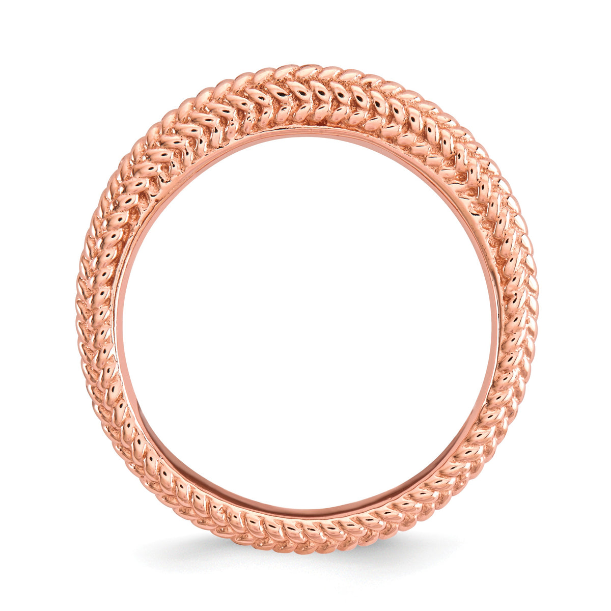 Alternate view of the Stackable 14K Rose Gold Plated Silver Domed Wheat Band by The Black Bow Jewelry Co.