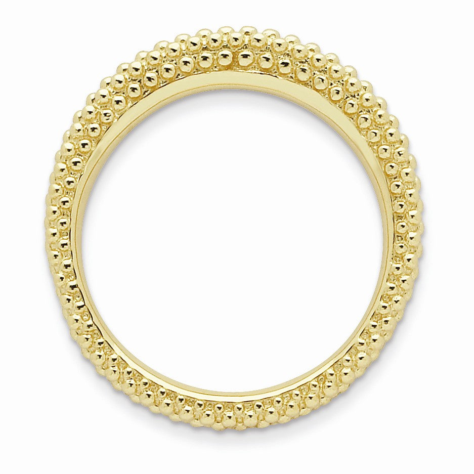 Alternate view of the Stackable 14K Yellow Gold Plated Silver Domed Milgrain Band by The Black Bow Jewelry Co.