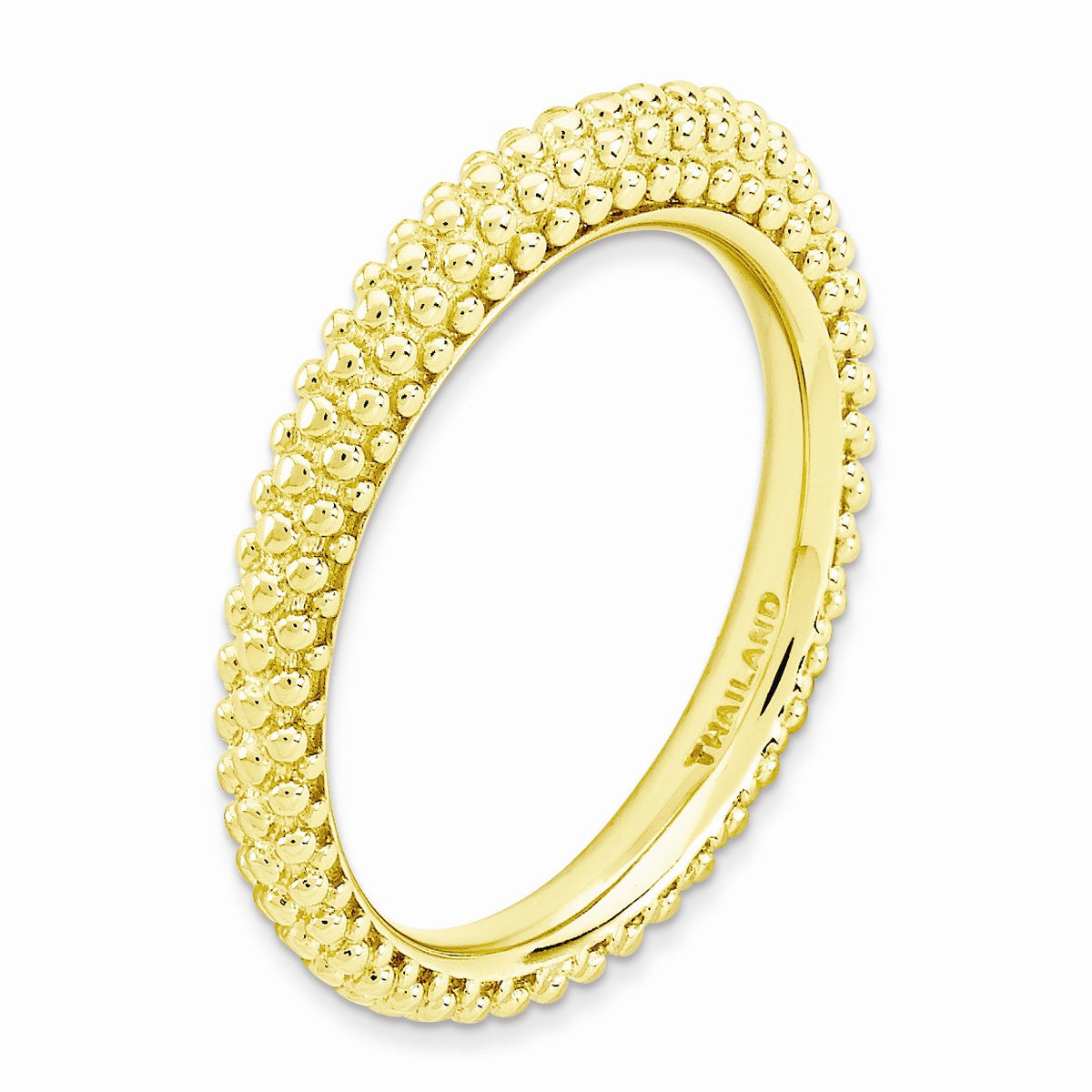 Alternate view of the Stackable 14K Yellow Gold Plated Silver Domed Milgrain Band, Size 5 by The Black Bow Jewelry Co.