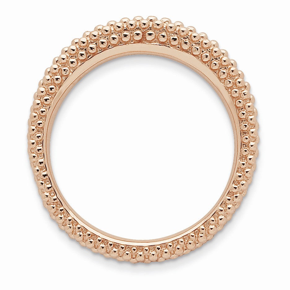 Alternate view of the Stackable 14K Rose Gold Plated Silver Domed Milgrain Band by The Black Bow Jewelry Co.