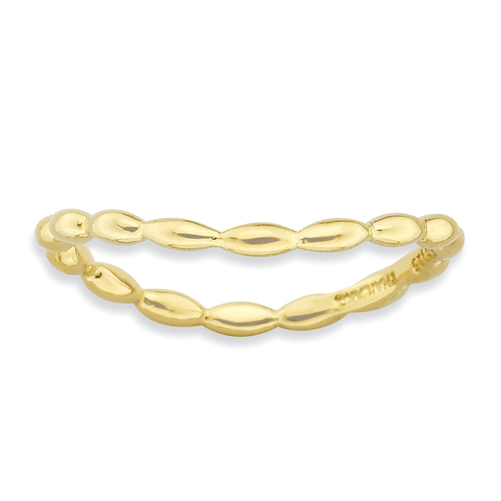 1.5mm Stackable 14K Yellow Gold Plated Silver Curved Rice Band, Item R9145 by The Black Bow Jewelry Co.