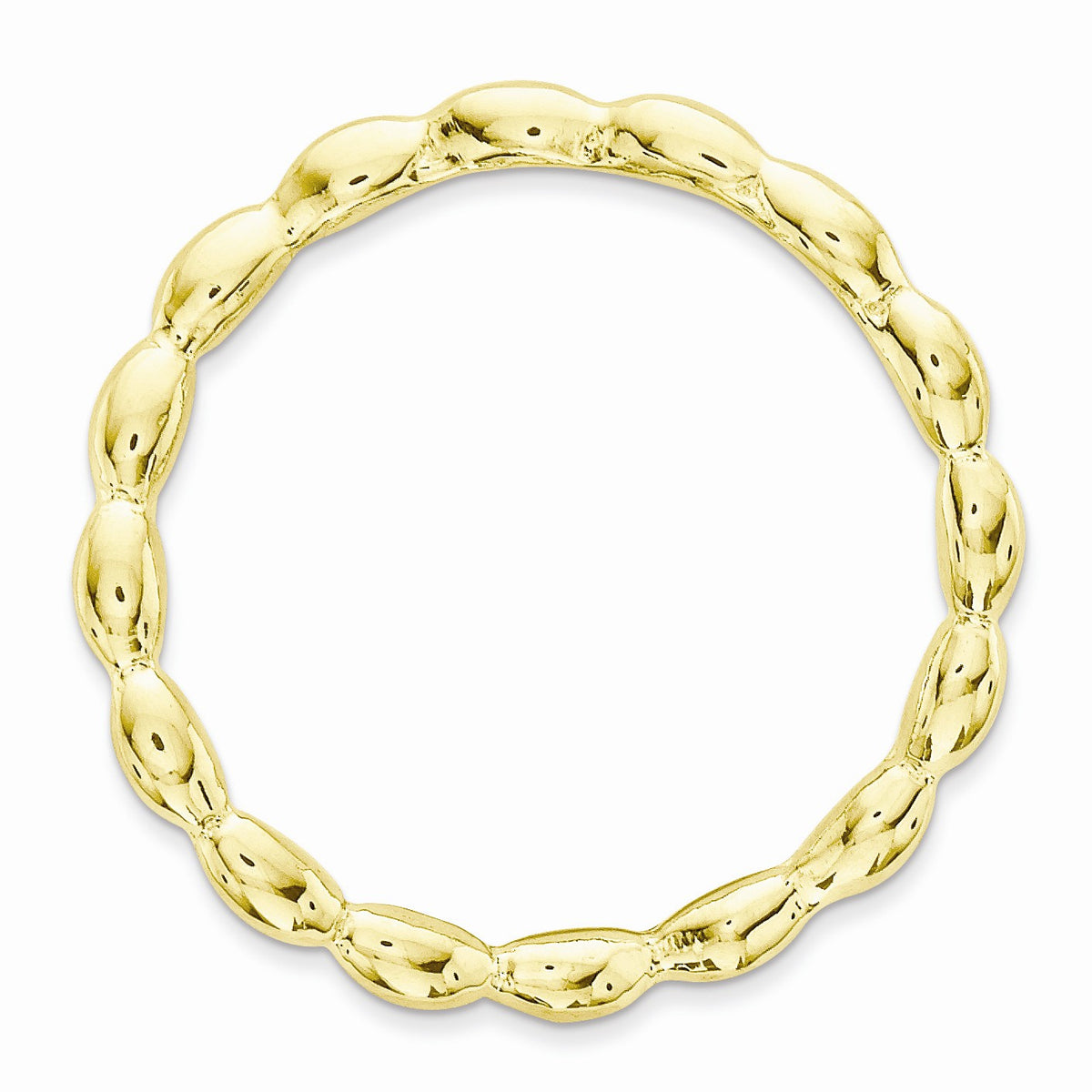Alternate view of the 1.5mm Stackable 14K Yellow Gold Plated Silver Curved Rice Band by The Black Bow Jewelry Co.