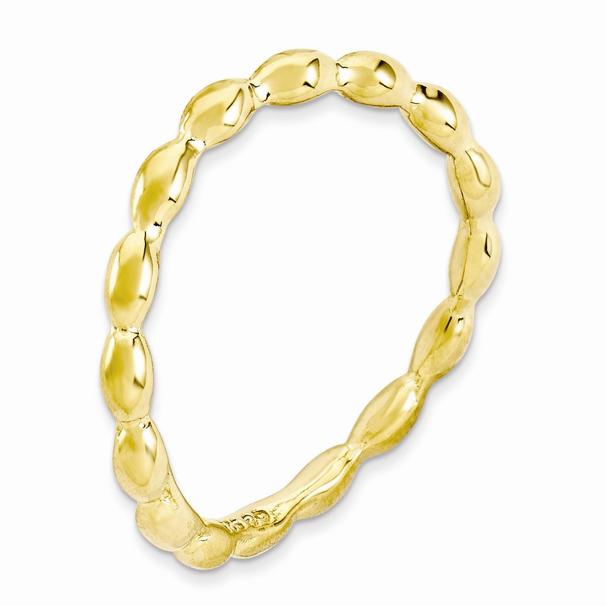 Alternate view of the 1.5mm Stackable 14K Yellow Gold Plated Silver Curved Rice Band by The Black Bow Jewelry Co.