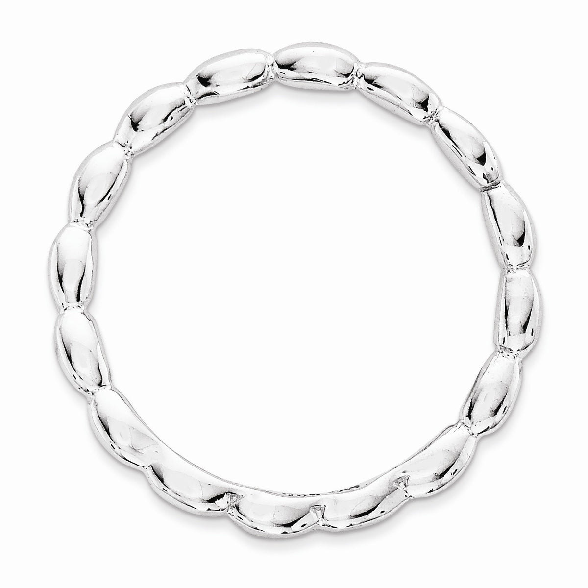 Alternate view of the 1.5mm Stackable Sterling Silver Curved Rice Bead Band by The Black Bow Jewelry Co.