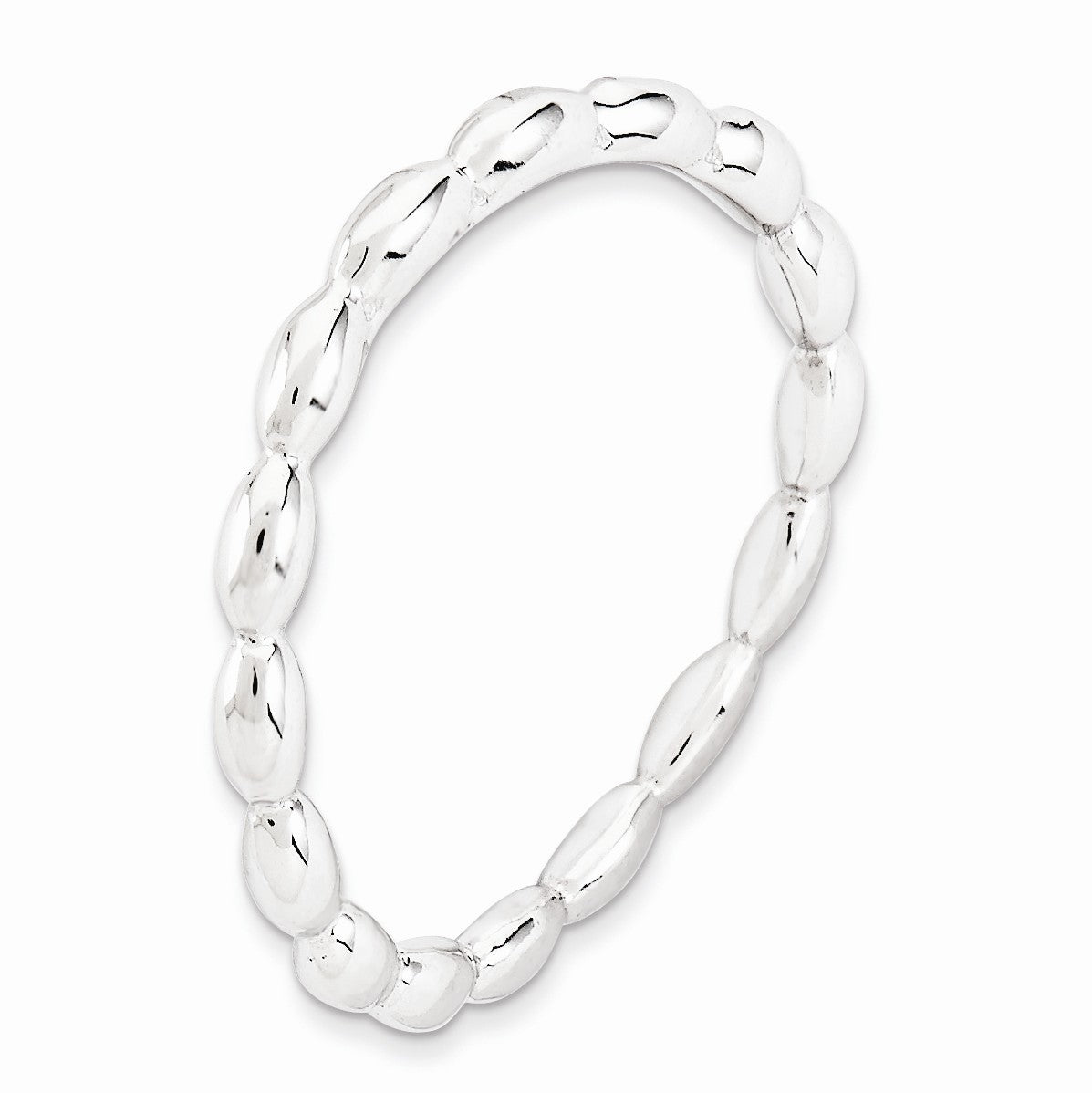 Alternate view of the 1.5mm Stackable Sterling Silver Curved Rice Bead Band by The Black Bow Jewelry Co.