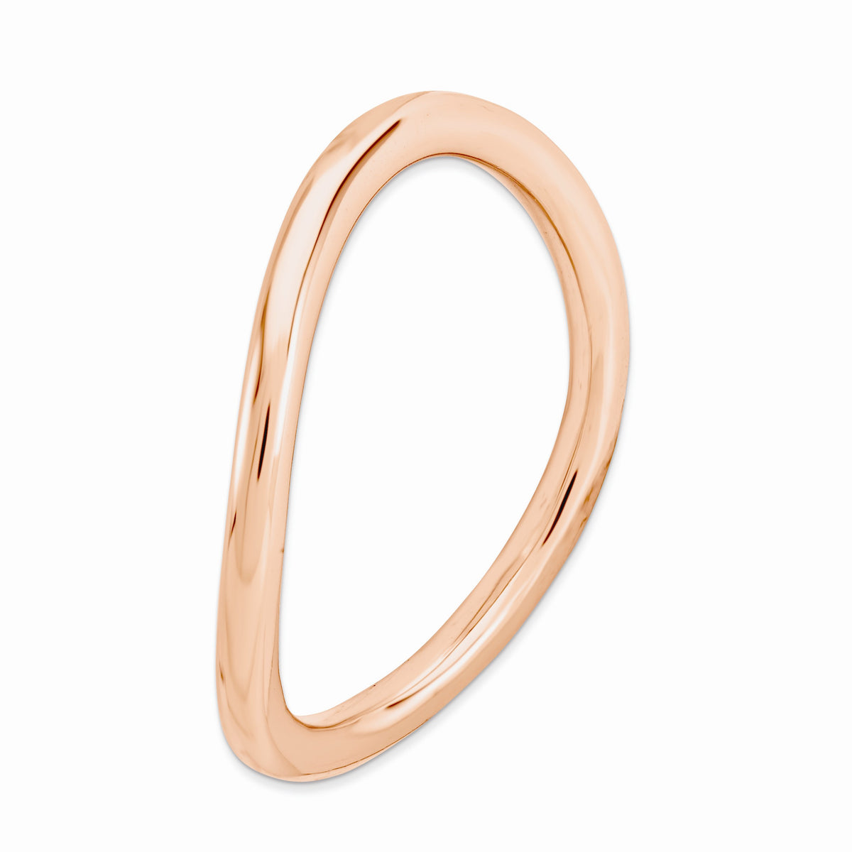 Alternate view of the 1.5mm Stackable 14K Rose Gold Plated Silver Curved Smooth Band by The Black Bow Jewelry Co.