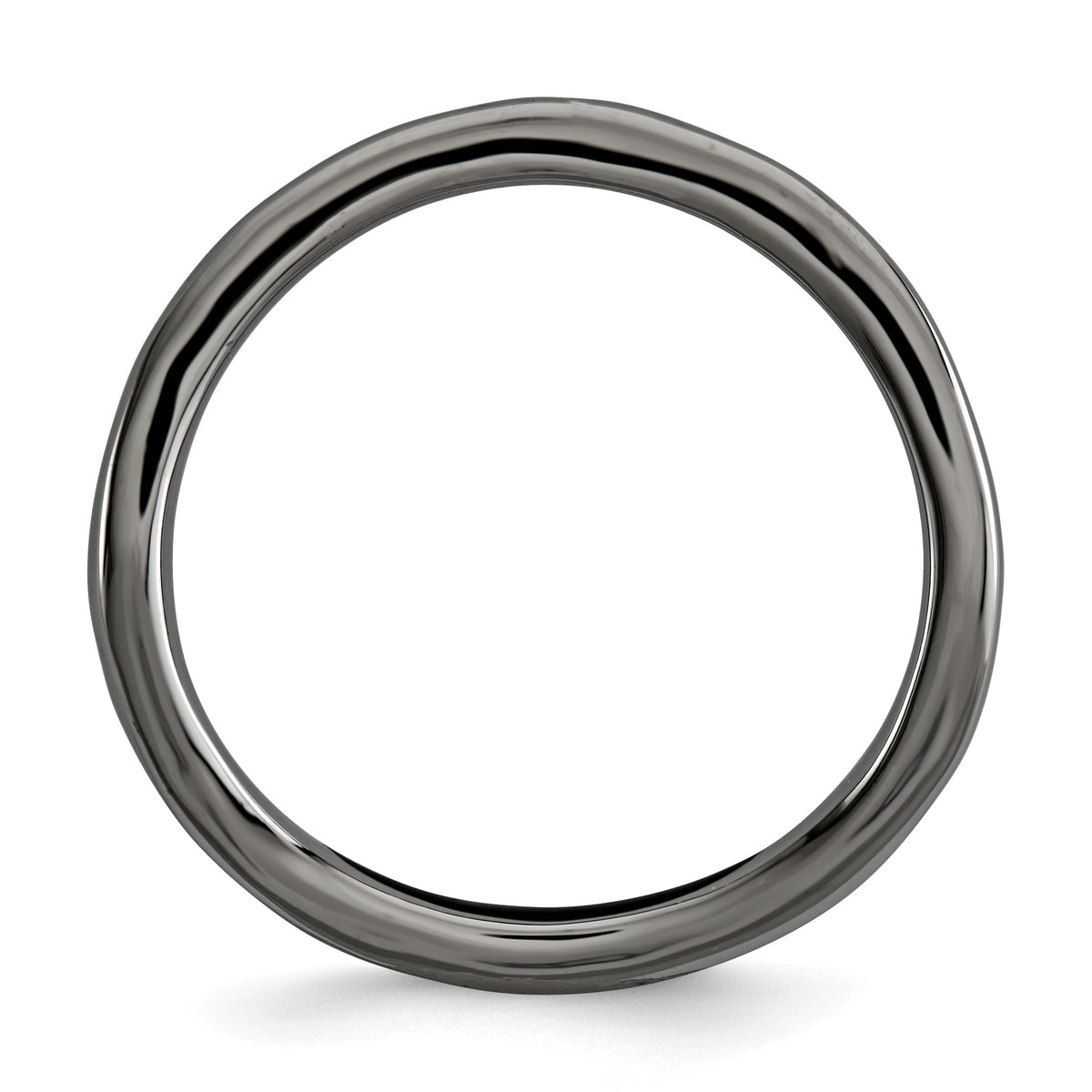 Alternate view of the 1.5mm Stackable Black Plated Silver Curved Smooth Band by The Black Bow Jewelry Co.