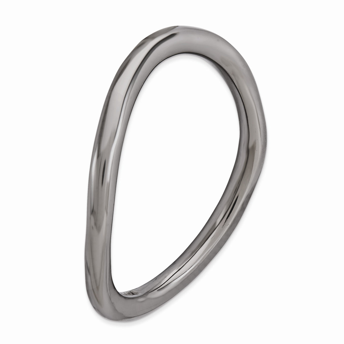 Alternate view of the 1.5mm Stackable Black Plated Silver Curved Smooth Band, Size 5 by The Black Bow Jewelry Co.