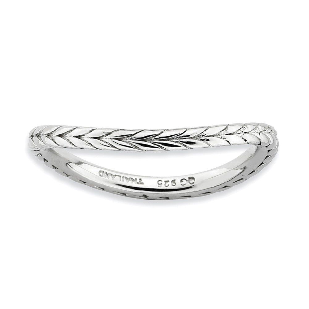 1.5mm Stackable Sterling Silver Curved Wheat Band, Item R9154 by The Black Bow Jewelry Co.