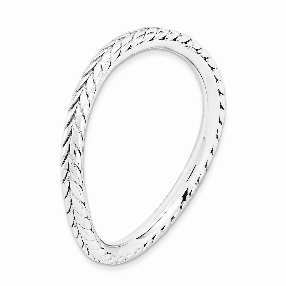 Alternate view of the 1.5mm Stackable Sterling Silver Curved Wheat Band by The Black Bow Jewelry Co.