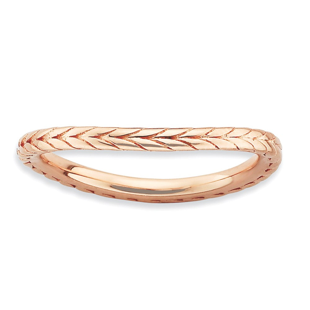 1.5mm Stackable 14K Rose Gold Plated Silver Curved Wheat Band, Item R9155 by The Black Bow Jewelry Co.
