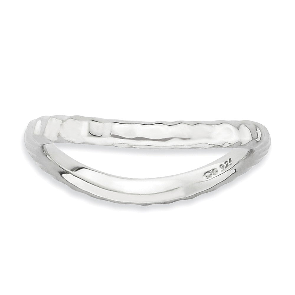 2.25mm Stackable Sterling Silver Curved Hammered Band, Item R9158 by The Black Bow Jewelry Co.