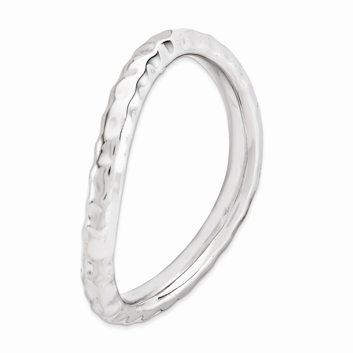 Alternate view of the 2.25mm Stackable Sterling Silver Curved Hammered Band, Size 5 by The Black Bow Jewelry Co.
