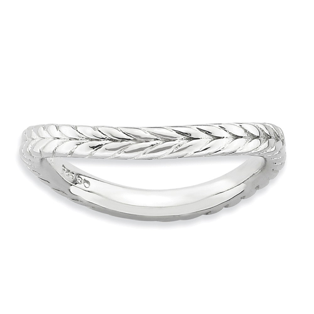 2.25mm Stackable Sterling Silver Curved Wheat Pattern Band, Item R9162 by The Black Bow Jewelry Co.