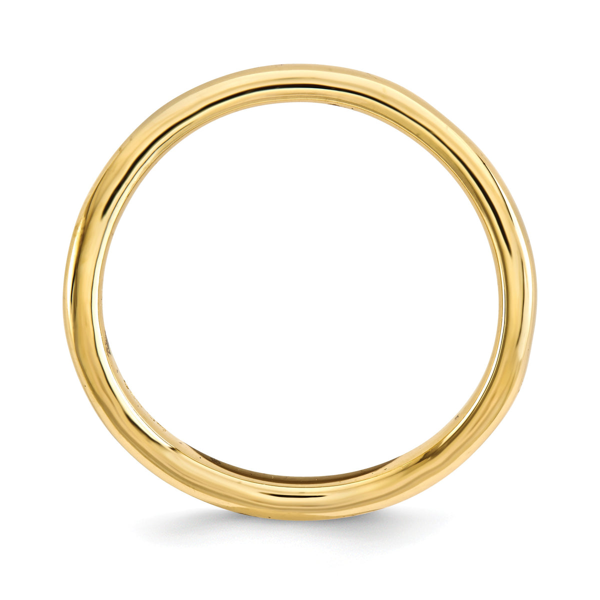 Alternate view of the 2.25mm Stackable 14K Yellow Gold Plated Silver Curved Polished Band by The Black Bow Jewelry Co.