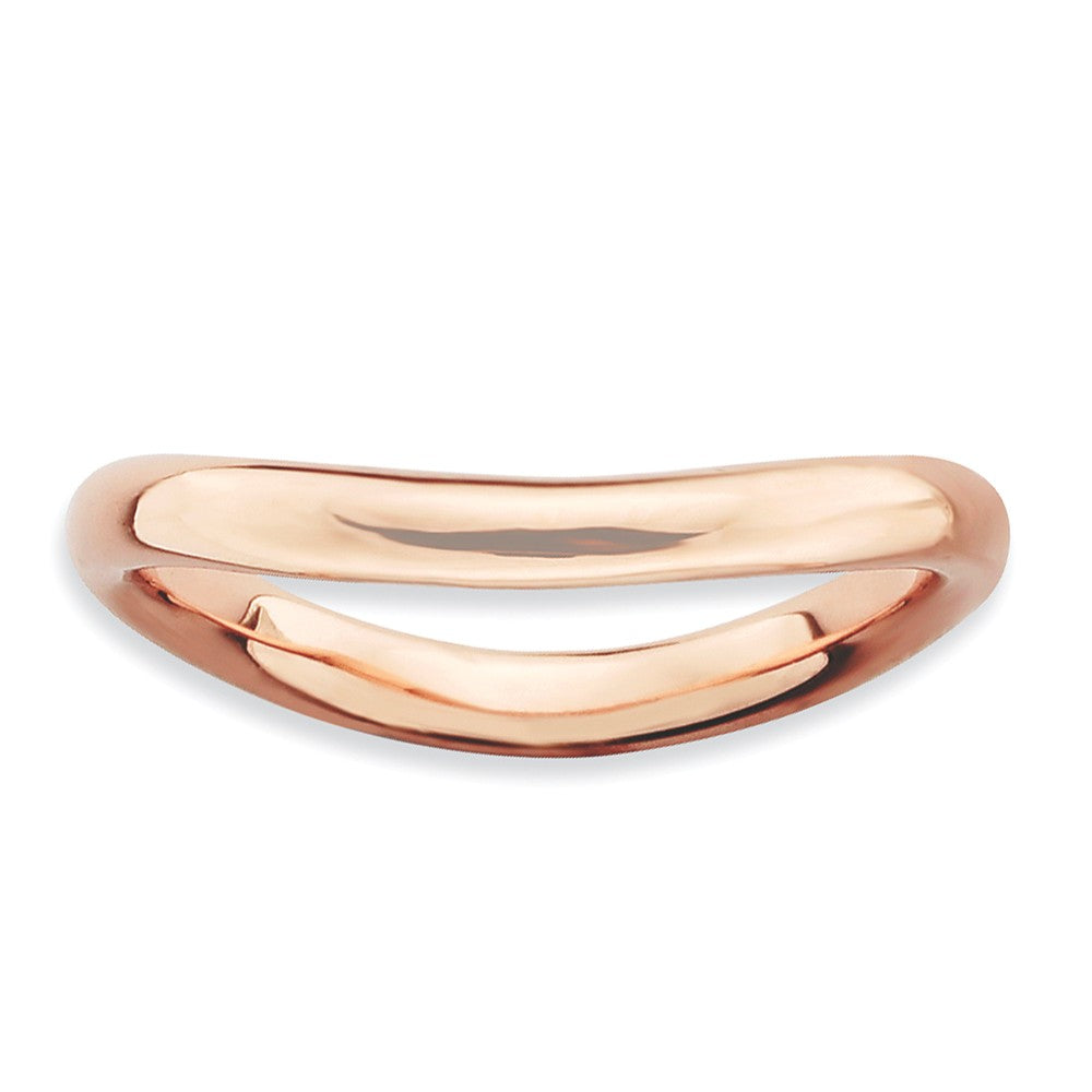 2.25mm Stackable 14K Rose Gold Plated Silver Curved Polished Band, Item R9167 by The Black Bow Jewelry Co.