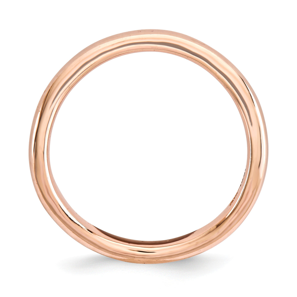 Alternate view of the 2.25mm Stackable 14K Rose Gold Plated Silver Curved Polished Band by The Black Bow Jewelry Co.