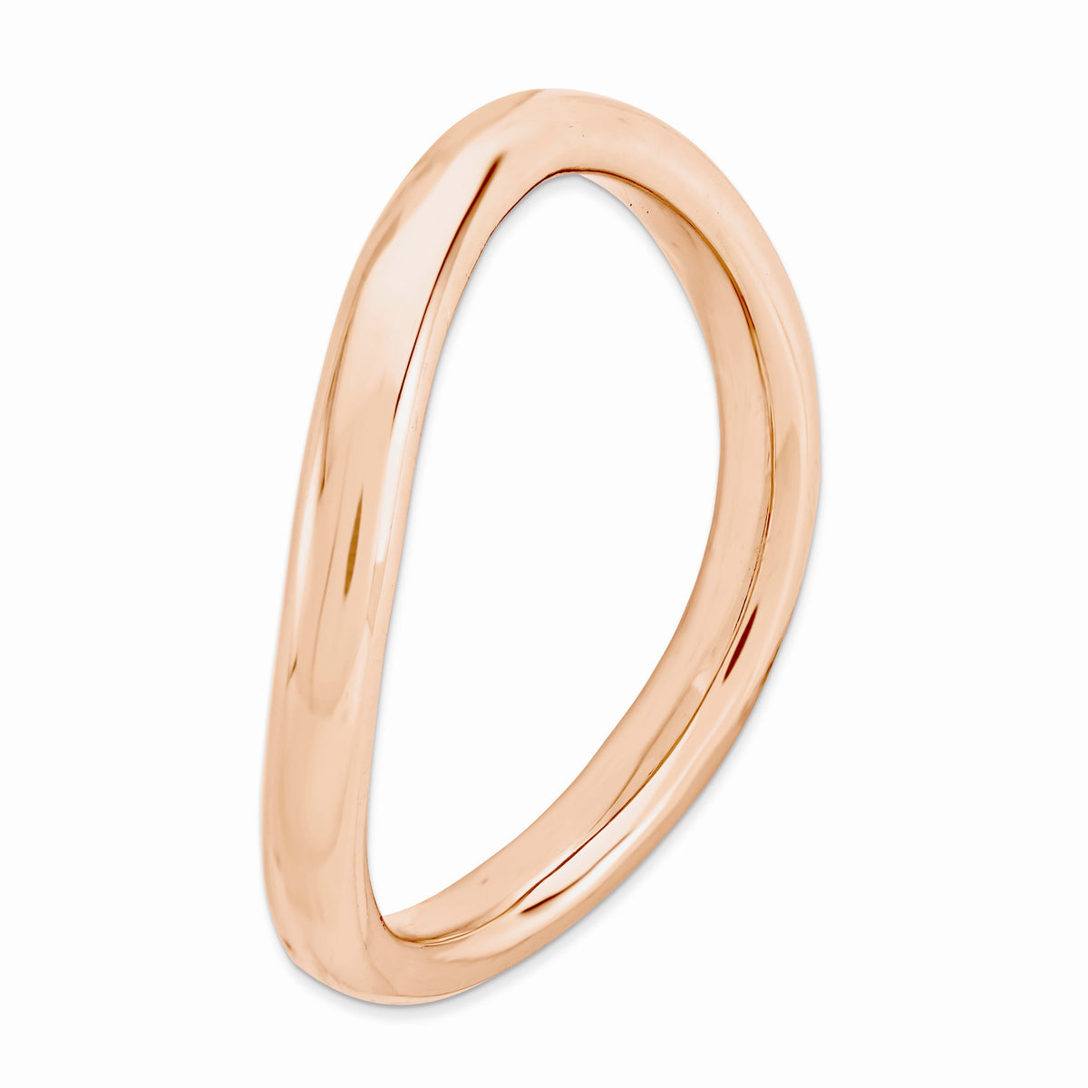 Alternate view of the 2.25mm Stackable 14K Rose Gold Plated Silver Curved Polished Band Sz 5 by The Black Bow Jewelry Co.
