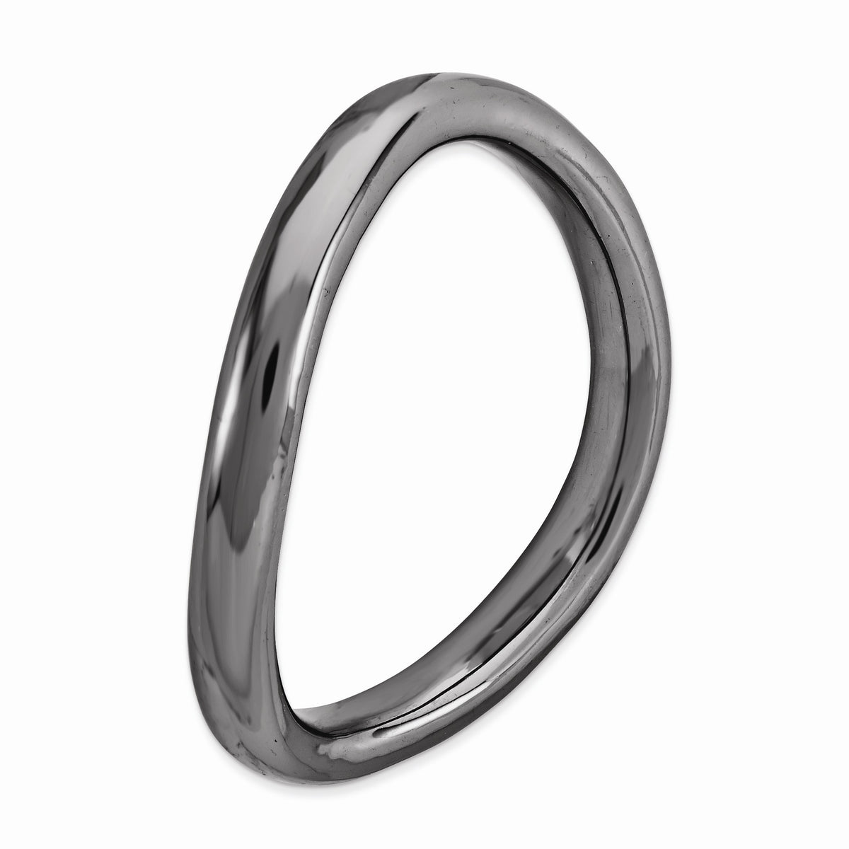 Alternate view of the 2.25mm Stackable Black Plated Silver Curved Polished Band by The Black Bow Jewelry Co.