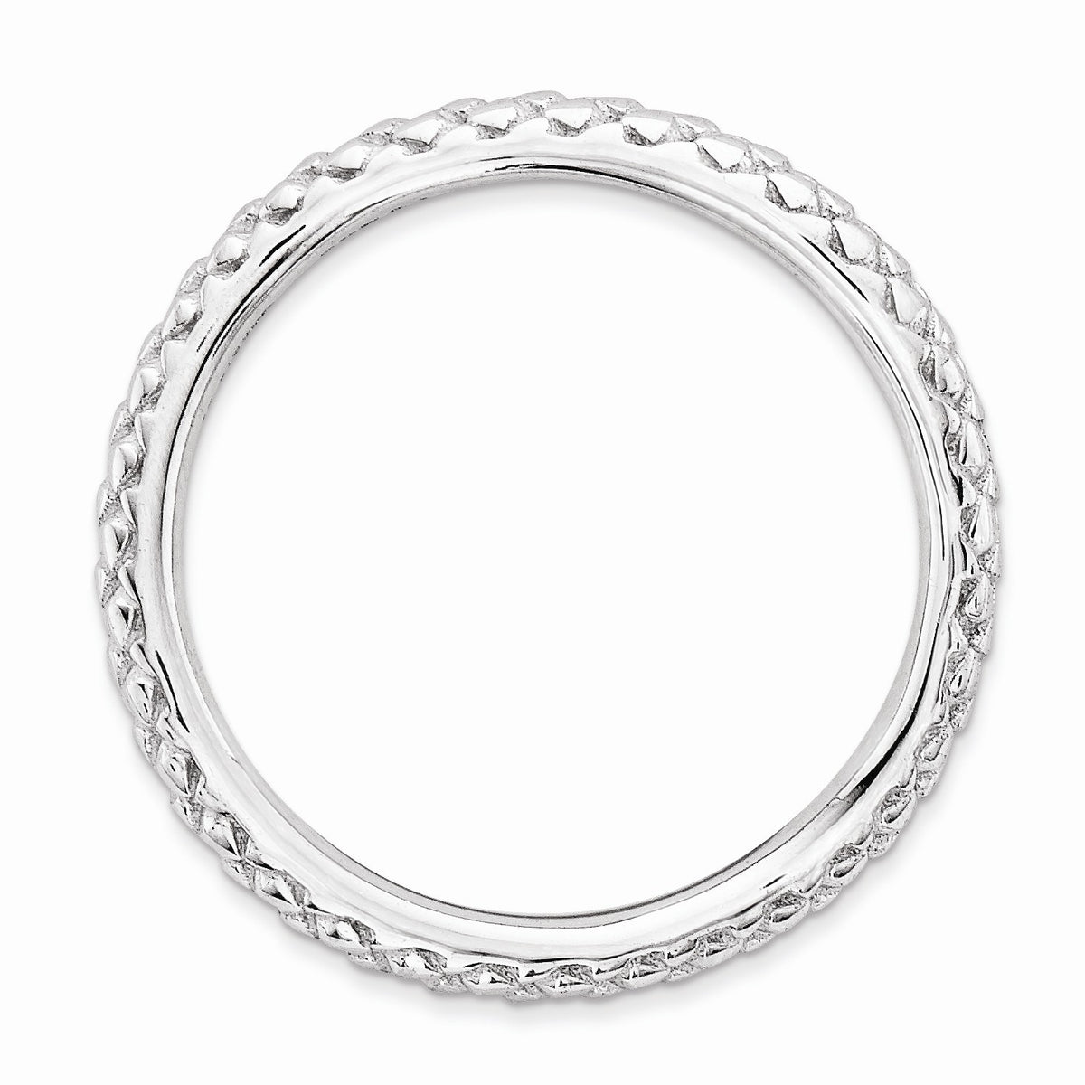 Alternate view of the 2.25mm Stackable Sterling Silver Curved Textured Band by The Black Bow Jewelry Co.