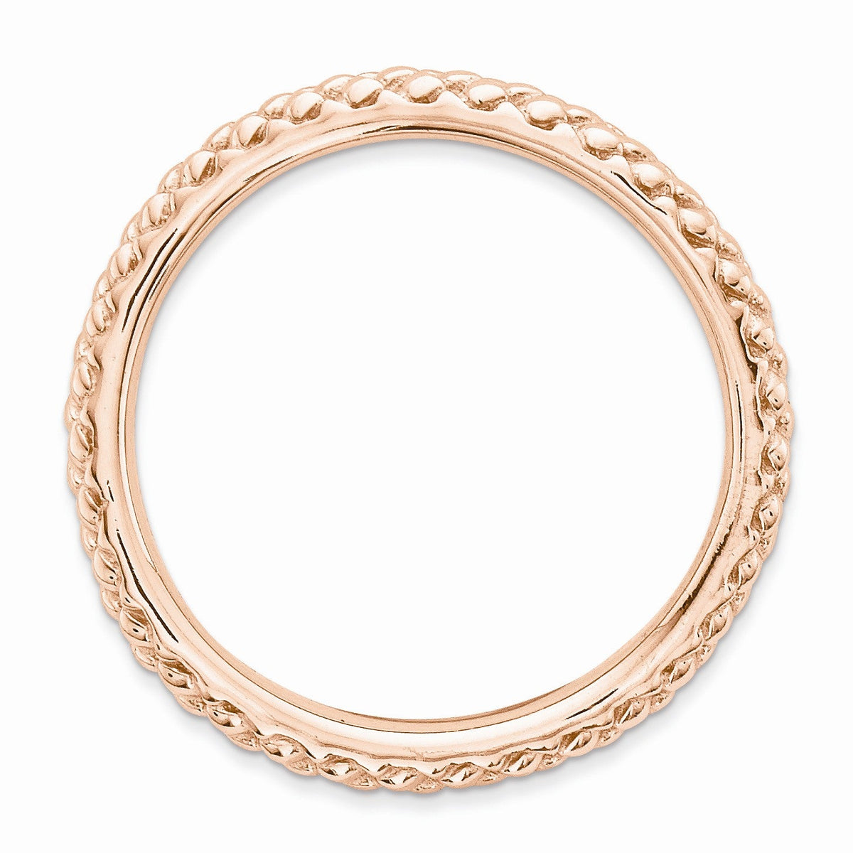 Alternate view of the 2.25mm Stackable 14K Rose Gold Plated Silver Curved Textured Band by The Black Bow Jewelry Co.