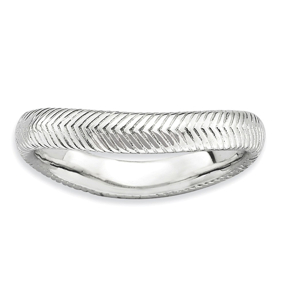 3.25mm Stackable Sterling Silver Curved Herringbone Band, Item R9178 by The Black Bow Jewelry Co.