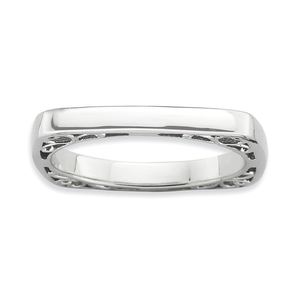 2.25mm Stackable Sterling Silver Square Side Scroll Band, Item R9182 by The Black Bow Jewelry Co.