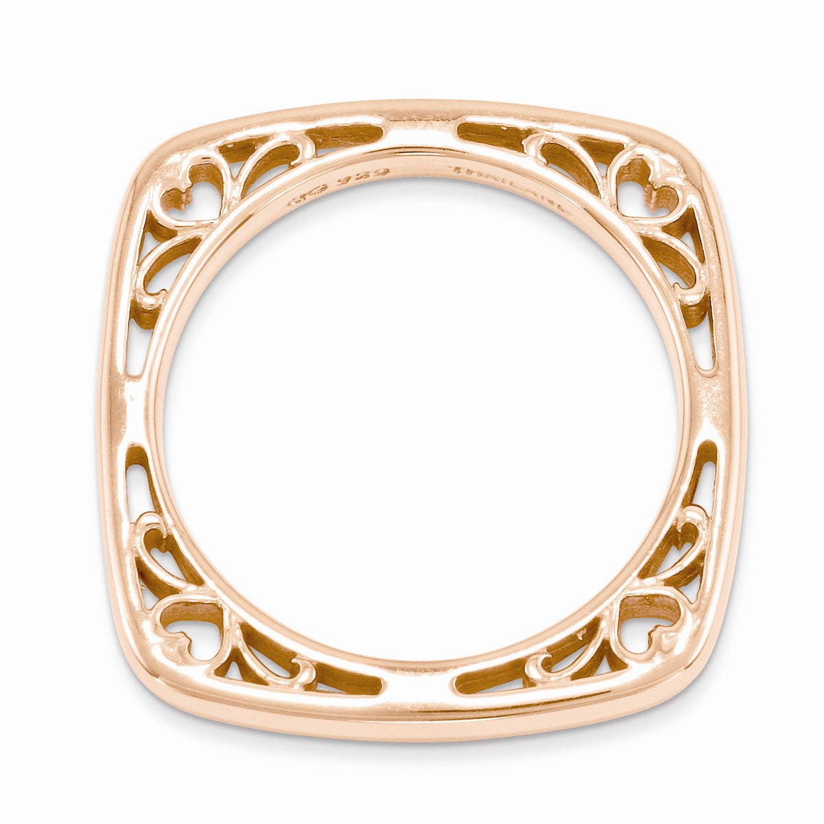 Alternate view of the 2.25mm Stackable 14K Rose Gold Plated Silver Square Side Scroll Band by The Black Bow Jewelry Co.