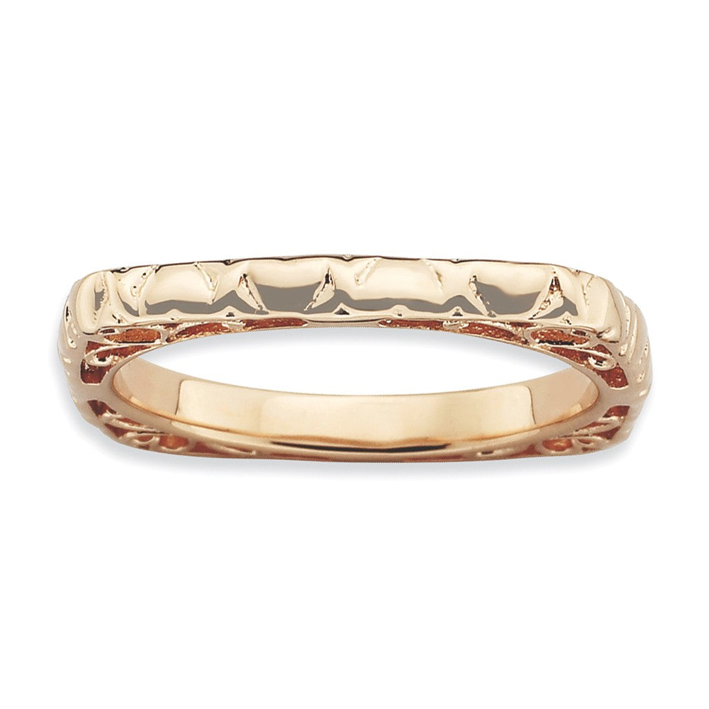 2.25mm Stackable 14K Rose Gold Plated Silver Square Heart Band, Item R9199 by The Black Bow Jewelry Co.