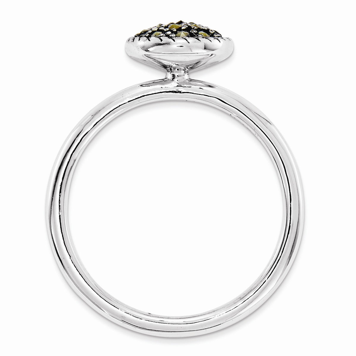 Alternate view of the 2.25mm Sterling Silver Stackable Marcasite Round Ring by The Black Bow Jewelry Co.