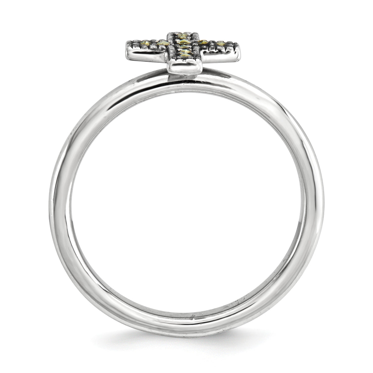 Alternate view of the 2.25mm Sterling Silver Stackable Marcasite Cross Ring by The Black Bow Jewelry Co.