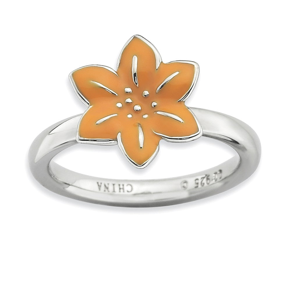 2.25mm Sterling Silver Stackable Enameled Gladiolus Ring, Item R9220 by The Black Bow Jewelry Co.