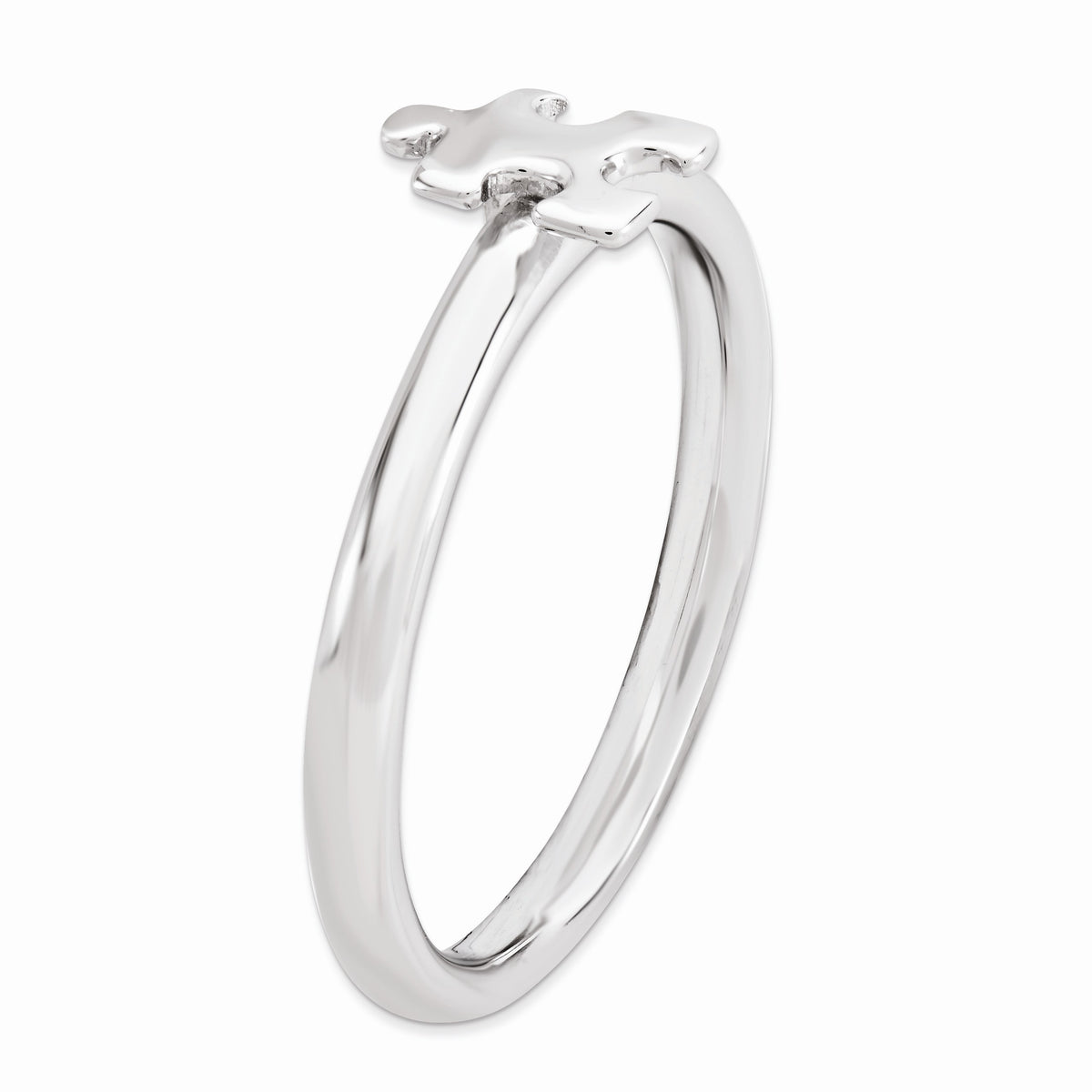 Alternate view of the Silver Stackable Puzzle Piece Awareness Ring by The Black Bow Jewelry Co.