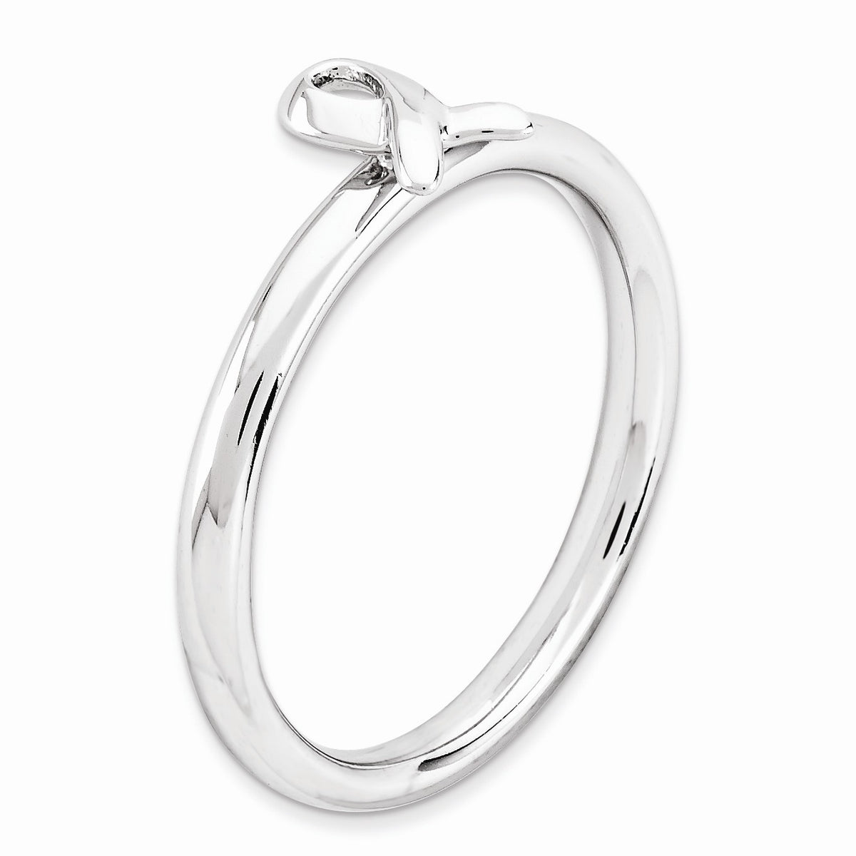 Alternate view of the 2.25mm Stackable Sterling Silver Awareness Ribbon Ring by The Black Bow Jewelry Co.