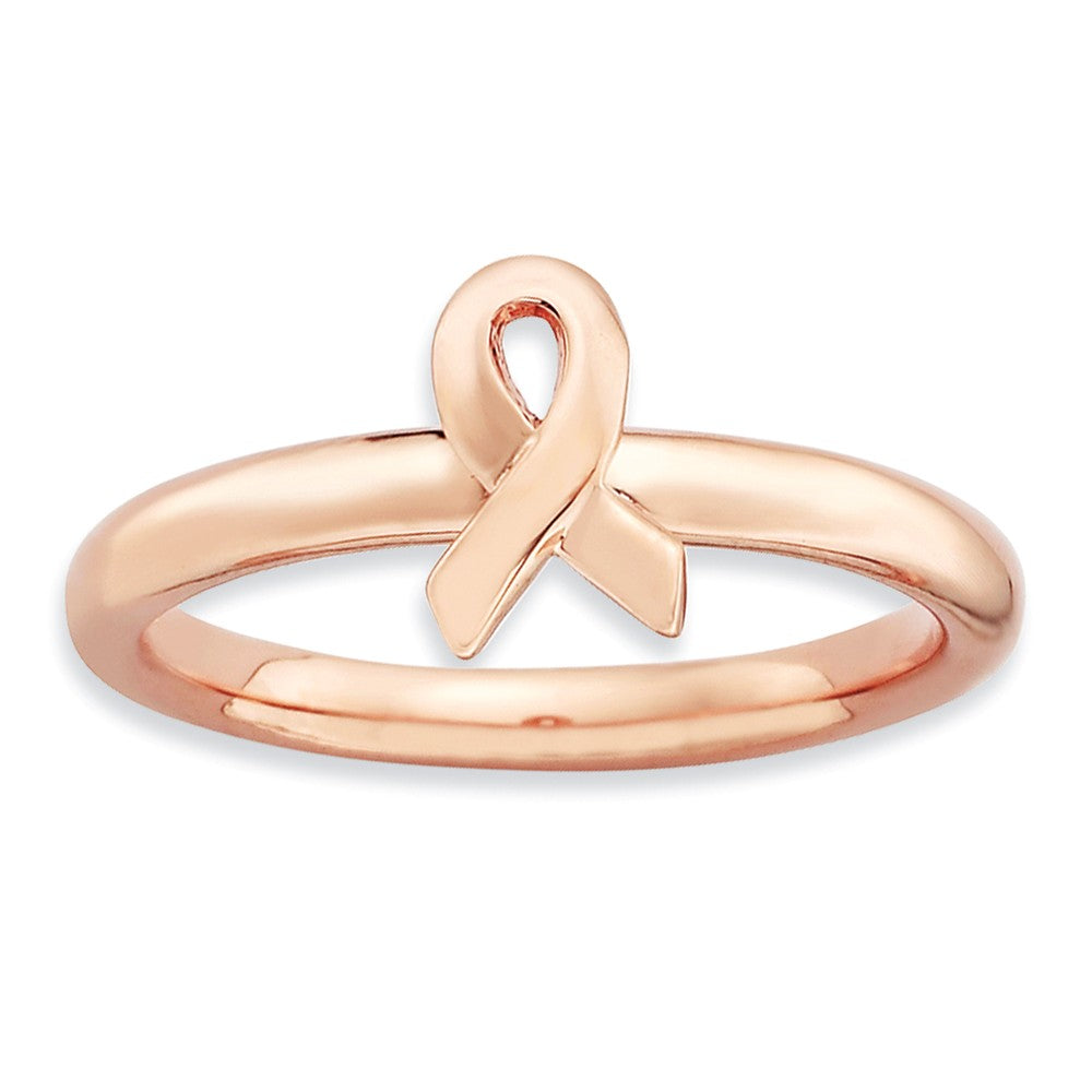 Stackable Pink 14K Gold Plated Sterling Silver Awareness Ribbon Ring, Item R9229 by The Black Bow Jewelry Co.