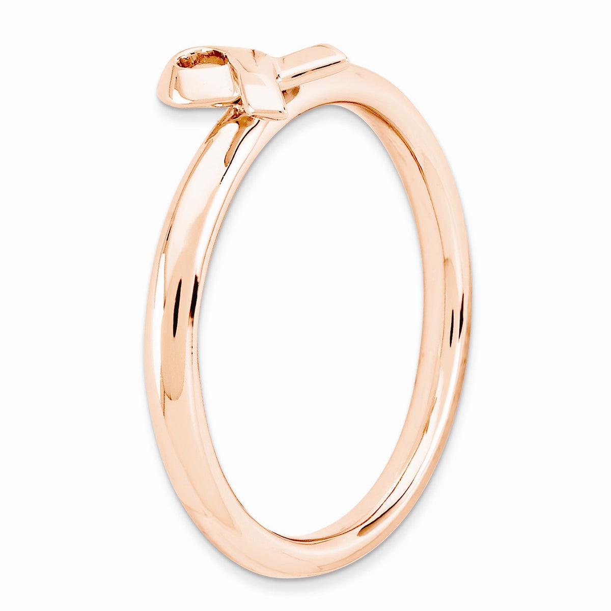 Alternate view of the Stackable Pink 14K Gold Plated Sterling Silver Awareness Ribbon Ring by The Black Bow Jewelry Co.